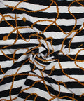 Stripe and rope print silk crepe de chine