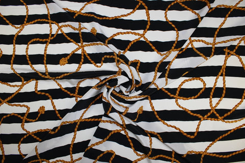 Stripe and rope print silk crepe de chine