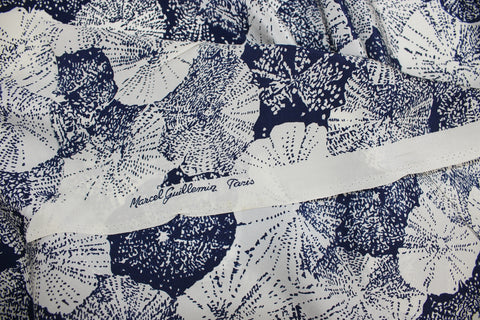 Under The Sea (Biscuit) French Silk Crepe - Blue/White
