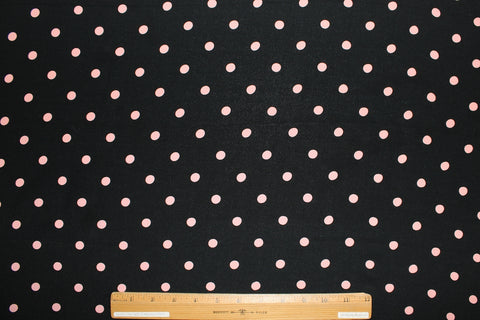 Polka Dot Crepe de Chine - Peach on Black