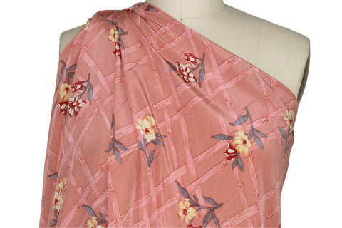 0scar bamboo/floral silk crepe de chine
