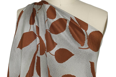 0scar leaf print silk crepe de chine