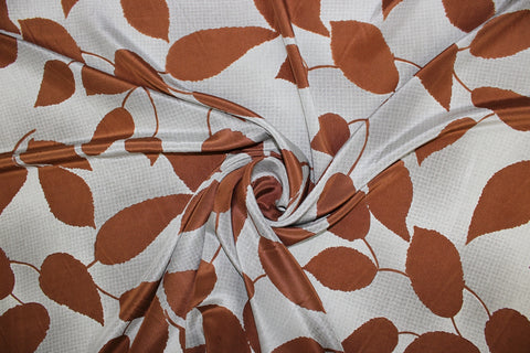 0scar leaf print silk crepe de chine