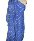 0scar silk crepe de chine in a dainty floral pattern on blue background