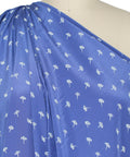 0scar silk crepe de chine in a dainty floral pattern on blue background
