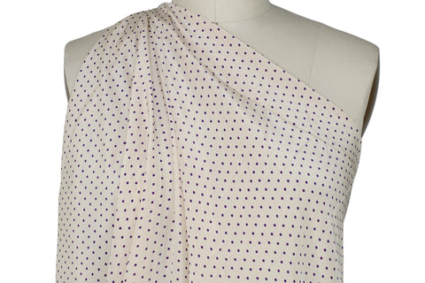 0scar tiny dot print silk in purple on ivory