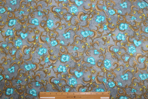 Floral/vine print silk crepe de chine