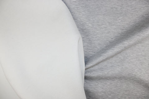 A light gray and white heather knit cotton double cloth