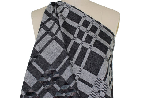1 1/4 yards of Reversible Plaid Cotton Flannel - Black/Gray