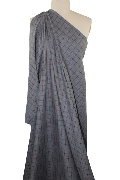 Windowpane Check Cotton Flannel - Brown on Gray
