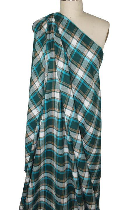 Teal plaid cotton flannel