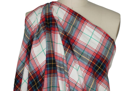 Stewart Style Plaid Cotton Flannel - Red/Ivory