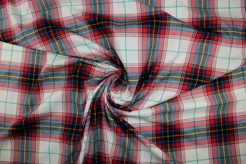 Stewart Style Plaid Cotton Flannel - Red/Ivory