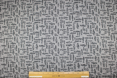 Fish print reversible cotton flannel