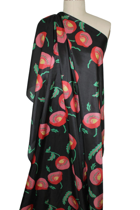 Poppy print silk charmeuse