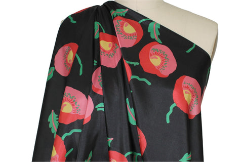 Poppy print silk charmeuse