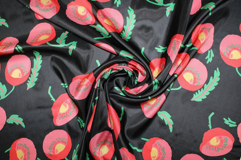 Poppy print silk charmeuse