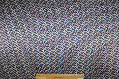 Birds of a Feather Silk Charmeuse - Purple/Cyan/Silver/Black