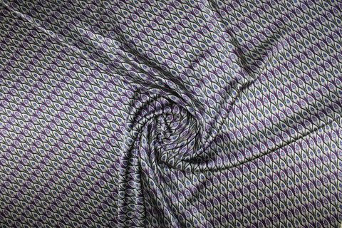 Birds of a Feather Silk Charmeuse - Purple/Cyan/Silver/Black