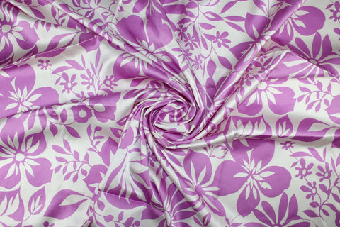 Floral print silk charmeuse