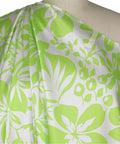 Lime green and white floral silk charmeuse
