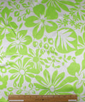 Lime green and white floral silk charmeuse