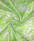 Lime green and white floral silk charmeuse