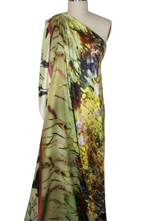 0scar border print silk charmeuse