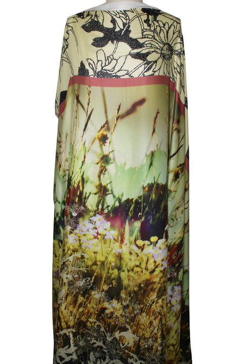 0scar border print silk charmeuse