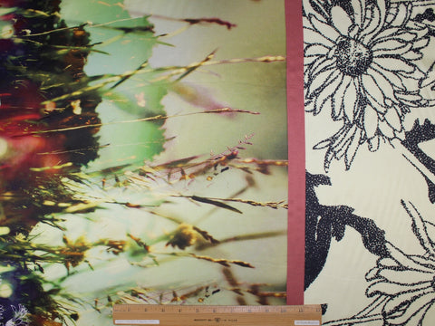 0scar border print silk charmeuse