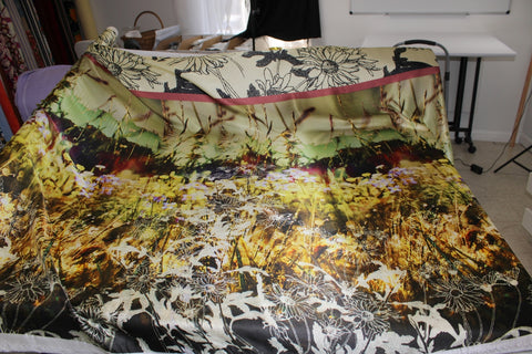 Haute Designer Digital Print/Border Silk Charmeuse - Golden Tones