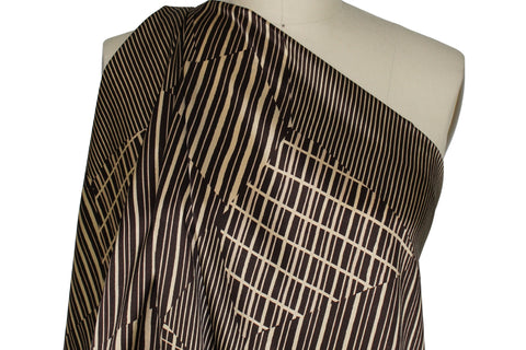 Graphic print silk charmeuse in brown tones