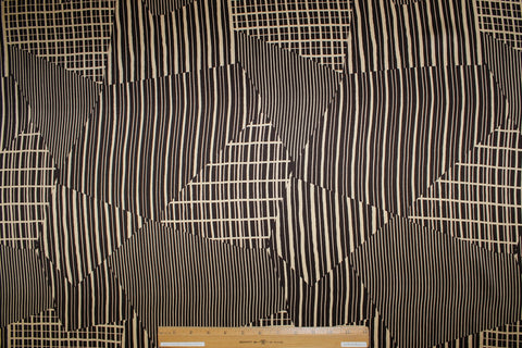 Graphic print silk charmeuse in brown tones