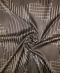Graphic print silk charmeuse in brown tones
