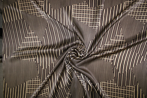 Graphic print silk charmeuse in brown tones