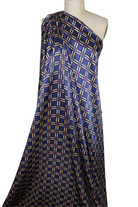 Check print silk charmeuse