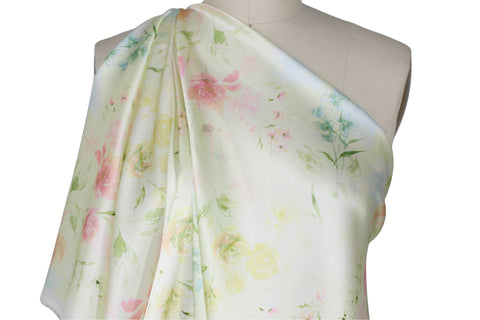 Floral pastel silk charmeuse