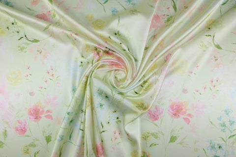 Floral pastel silk charmeuse