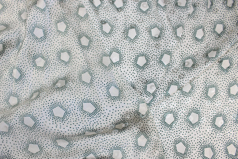 2 3/4 yards of Pentagonal Dots Jacquard Silk Charmeuse - Pine/White