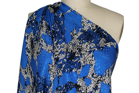 0scar de la renta abstract silk jacquard in blues