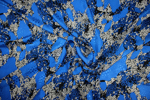 0scar de la renta abstract silk jacquard in blues