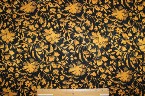 ~2 3/4 yards of Floral Silk Charmeuse - Gold on Black