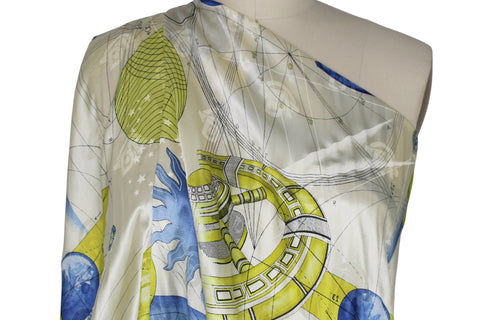 Trekkies unite! Silk charmeuse with the Enterprise and other space ships