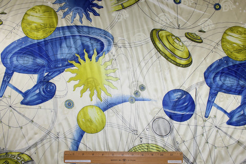 Trekkies unite! Silk charmeuse with the Enterprise and other space ships