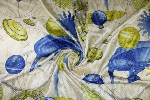 Trekkies unite! Silk charmeuse with the Enterprise and other space ships