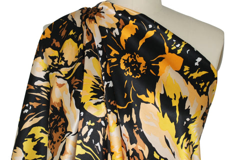 0scar floral silk charmeuse in golden tones