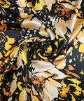 0scar floral silk charmeuse in golden tones