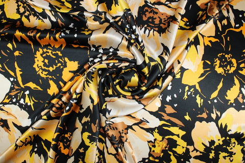 0scar floral silk charmeuse in golden tones