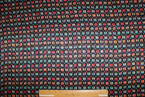 Semaphore City Jacquard Silk - Multi on Black