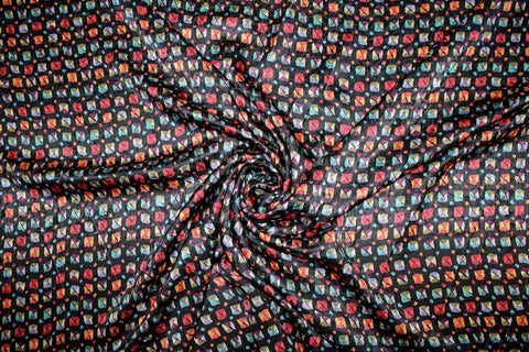Semaphore City Jacquard Silk - Multi on Black